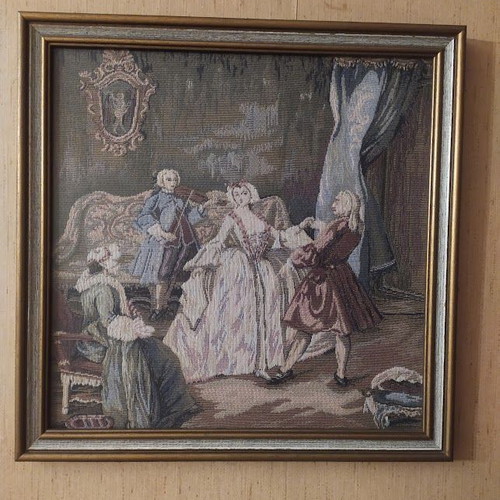 Wall Frame with Handmade Embroidery 32x32 cm Vintage Like New