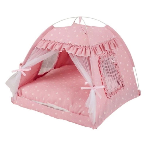 Sweet Dreams Pink 2 dog and cat bed new, pink tent style with cushion