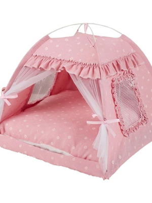 Sweet Dreams Pink 2 dog and cat bed new, pink tent style with cushion