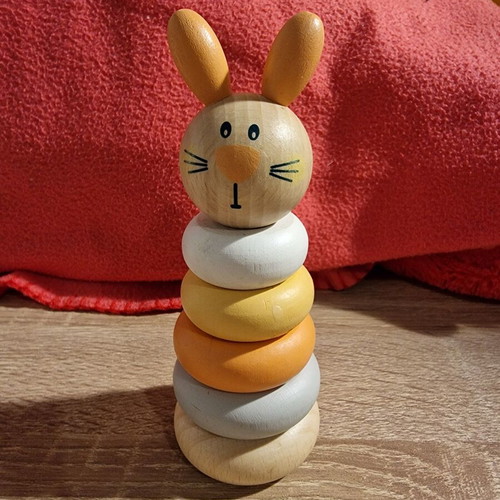 Wooden baby stacking toy bunny like new