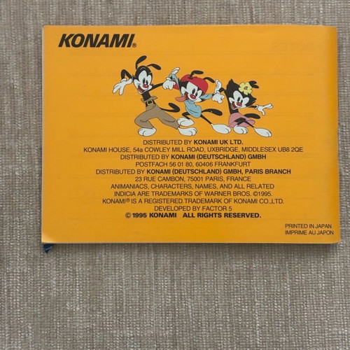 Animaniacs Nintendo GameBoy manual used