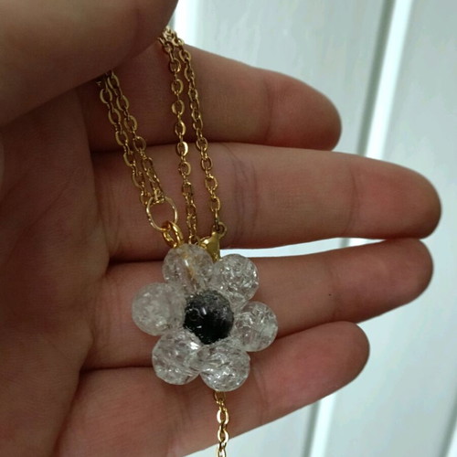 Women's Daisy Necklace with Natural Pearls Steel New