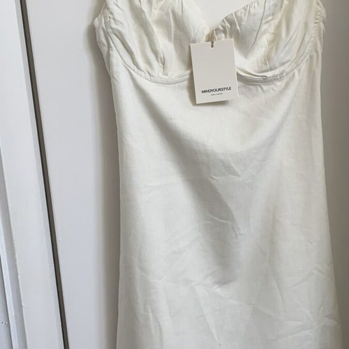 Mind Your Style white linen blend mini dress