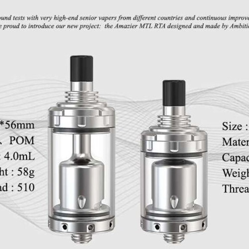 Amazier MTL RTA 4ml by Ambition Mods new, black