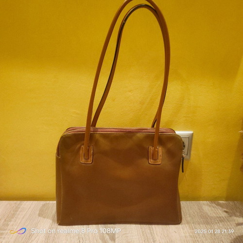 Melanie women's handbag used, brown, leatherette 33x24 cm