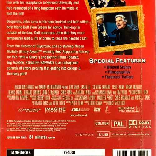 Stealing Harvard DVD comedy movie used with subtitles
