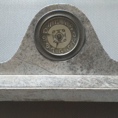 Marble mantel clock used, German, solid with Arabic numerals