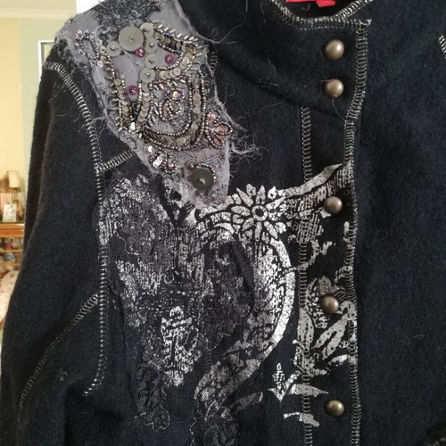 Derhy wool jacket small like new, black and gold