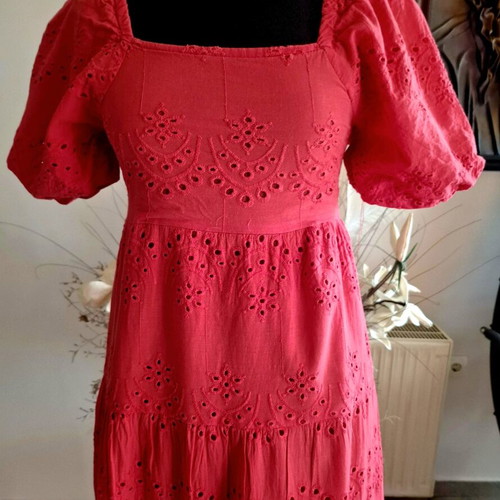 Meadow Rhodes maxi dress embroidered, like new, raspberry red