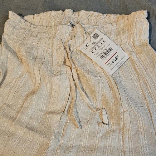 Pull & Bear Summer Wide-Leg Pants Beige Size M New