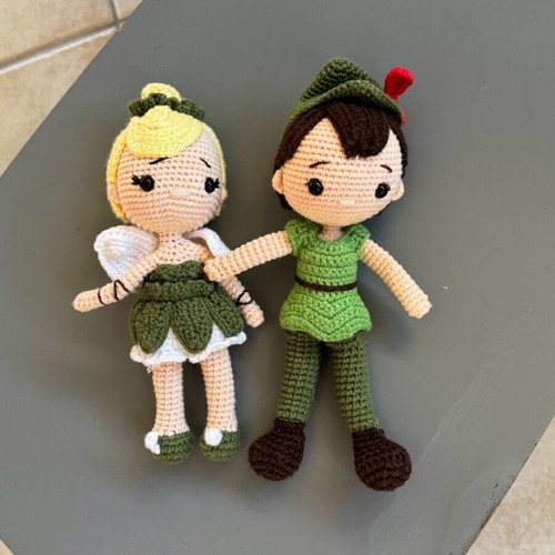 Peter Pan and Tinkerbell Amigurumi Crochet Dolls new