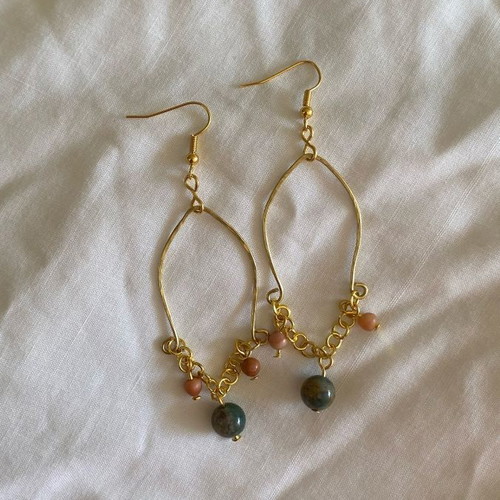 Handmade earrings with Indian agate and crazy lace agate stones