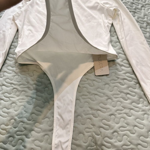 Musara White Long Sleeve Bodysuit Size L New