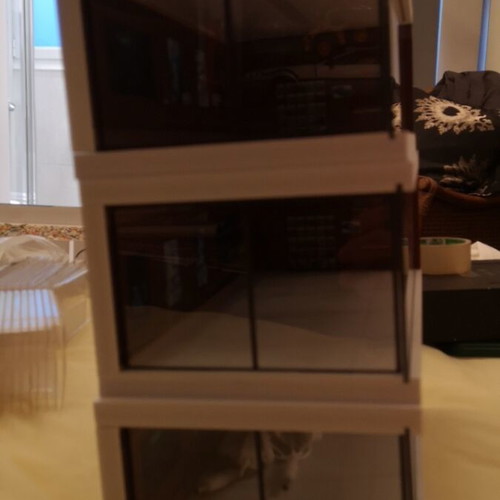 Display cases set of 3 with lighting plug, 8 cm height for small cars