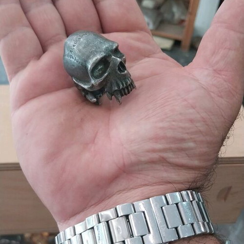 England Alchemy ring used, carved gray silver color