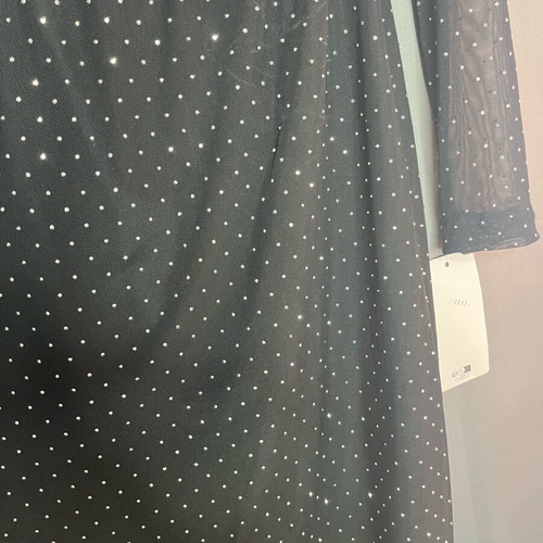 Black dress with rhinestones and front opening, new