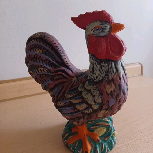 Decorative ceramic colorful rooster used vintage