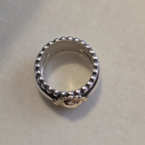 Silver 950 and 18K gold portrait ring, size 52