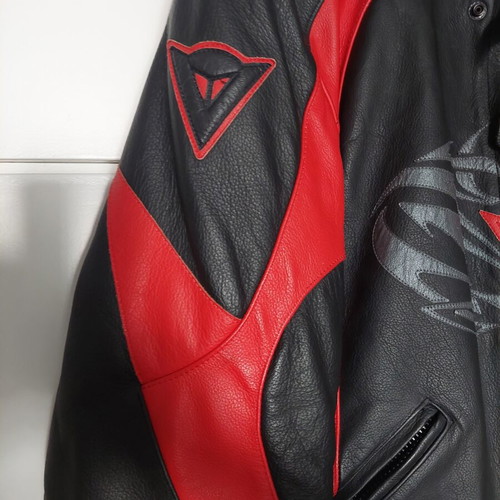 Dainese leather jacket used, black with red, size 50