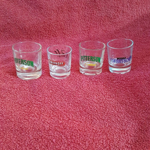 Glass shot glass set used, 4 pieces
