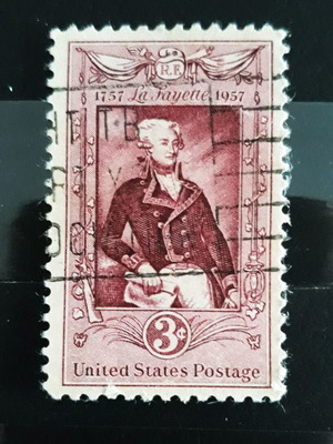 Γραμματόσημο USA 1957 La Fayette Bicentenary 3c ροζ βερνίκι σαν καινούργιο