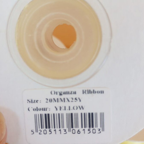 Organza ribbons pack of 3, 2 cm width, new, yellow