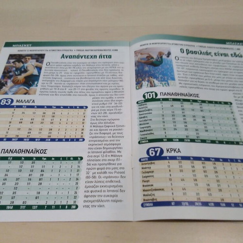 Panathinaikos collectible activity booklet March 2004, like new