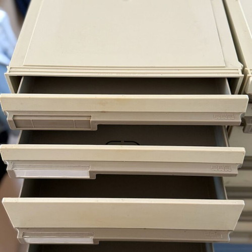 Plastic Office Drawer Unit with 12 Drawers used, beige