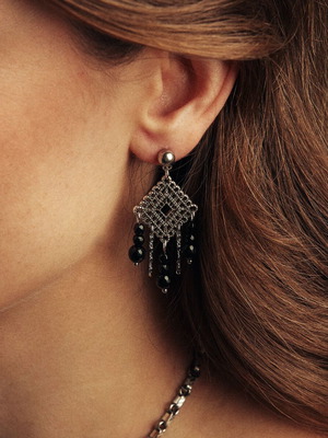 Silver earrings with agate stones new, handmade