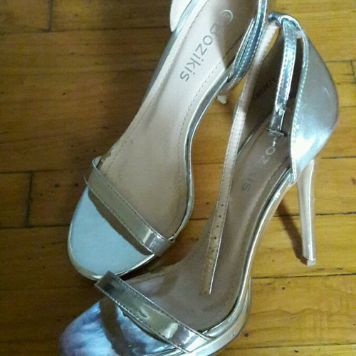 Bozikis women's silver sandals like new with thin high heel 11.5 cm