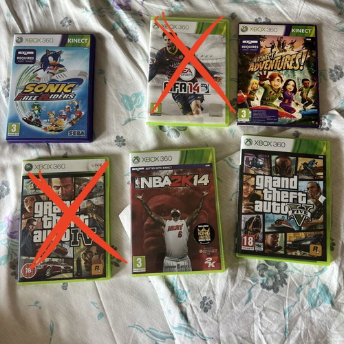 Xbox 360 games bundle with Sonic Free Riders, GTA 5, NBA, Kinect