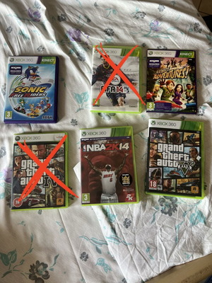Xbox 360 games bundle with Sonic Free Riders, GTA 5, NBA, Kinect