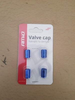 Aluminum valve caps blue Amio new, pack of 4