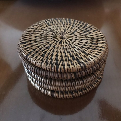 Rattan coasters set of 6 handmade like new