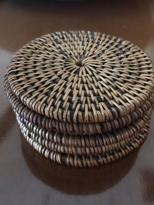 Rattan coasters set of 6 handmade like new