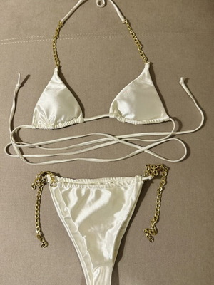 Decoro white bikini with chains, like new