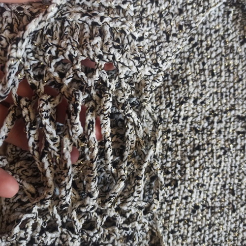 Handmade knitted top with gold thread, backless, size small