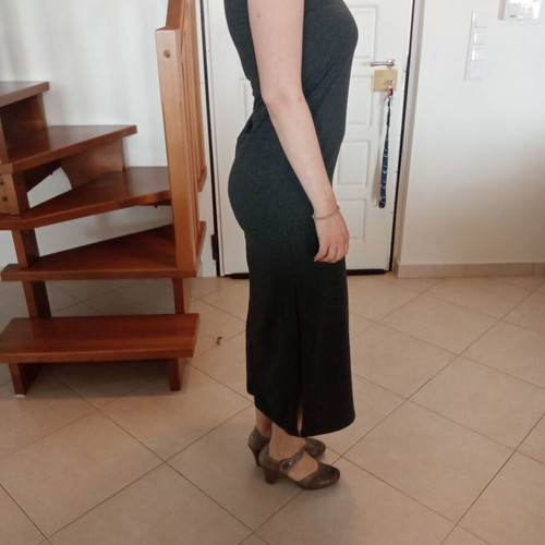 Long dress like new, 2-piece set, grey and black