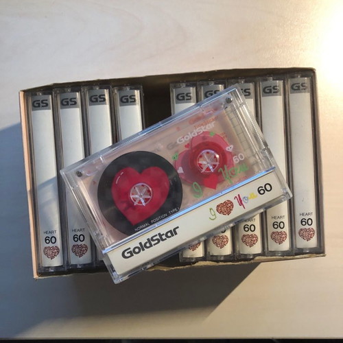 Goldstar I Love You Heart 60 audio cassettes, pack of 10, new