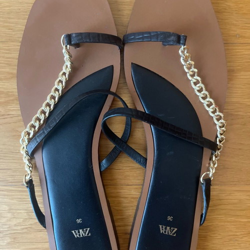 Zara slippers like new with gold detail, size 36