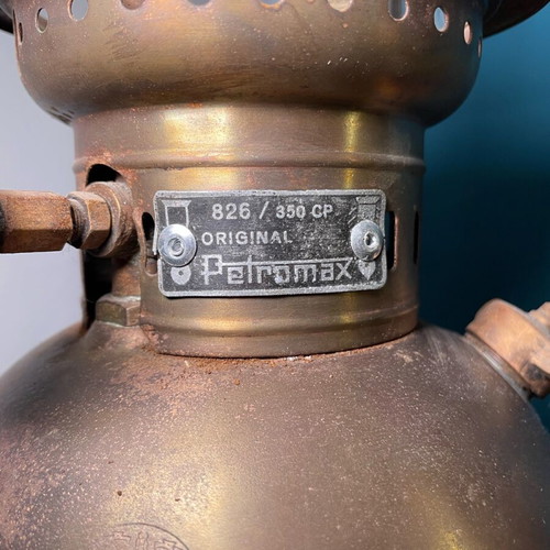 Petromax brass vintage lantern used, old antique made in Germany