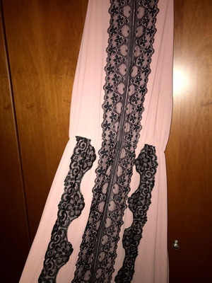 Miro dress used, pink with black lace details, size S