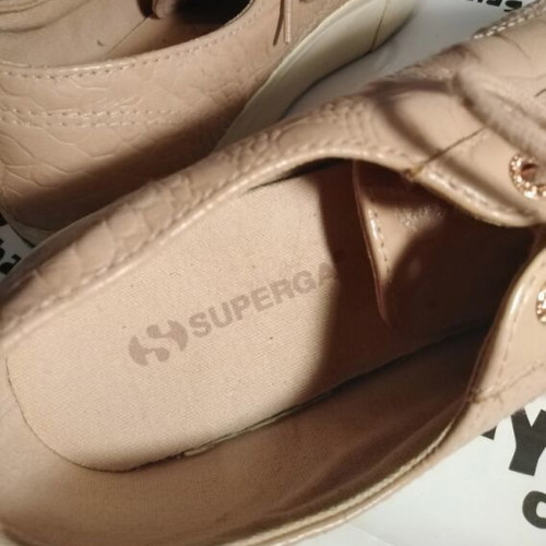Superga women's leather shoes with double sole, like new, size 39.5, dusty pink