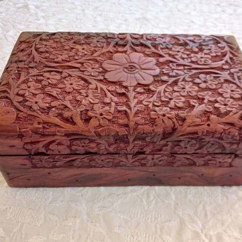 Set of 3 handmade woodcarved boxes from rosewood with velvet lining