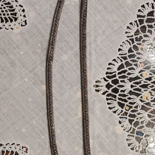 Vintage metal glasses chain used, silver with mesh texture and beads
