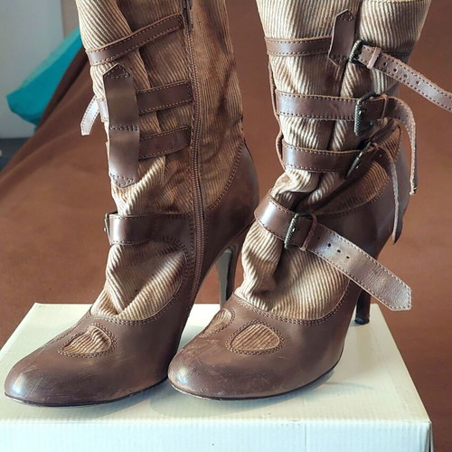Vintage ankle boots size 40, beige and brown