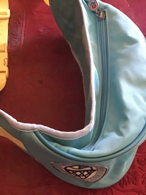 Invicta waist bag used, turquoise and yellow, large pocket 30x15cm