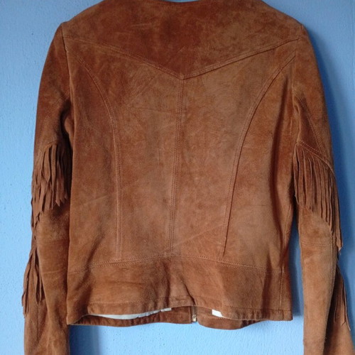 Zara Basic Suede Jacket with fringes brown like new