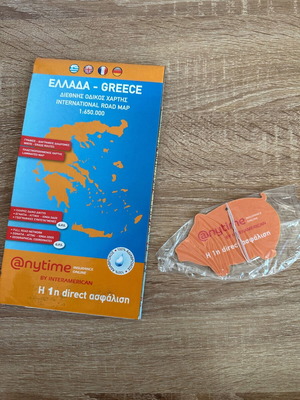 Anytime Car Safety Promotional Set with Waterproof Greece Road Map and Sealed Car Air Freshener