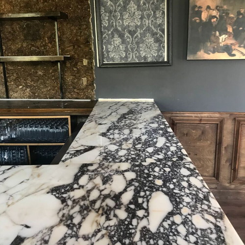 Afyon Violet marble bar counter used, 8.7m length